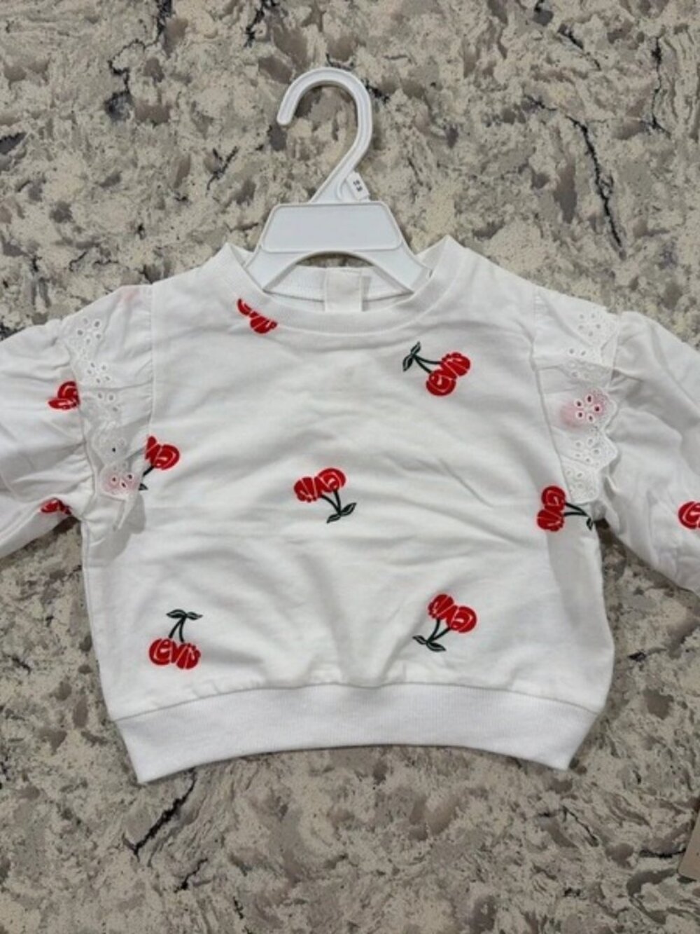 Levi's Print Ruffle Sleeve Sweatshirt – White/Red – 18M